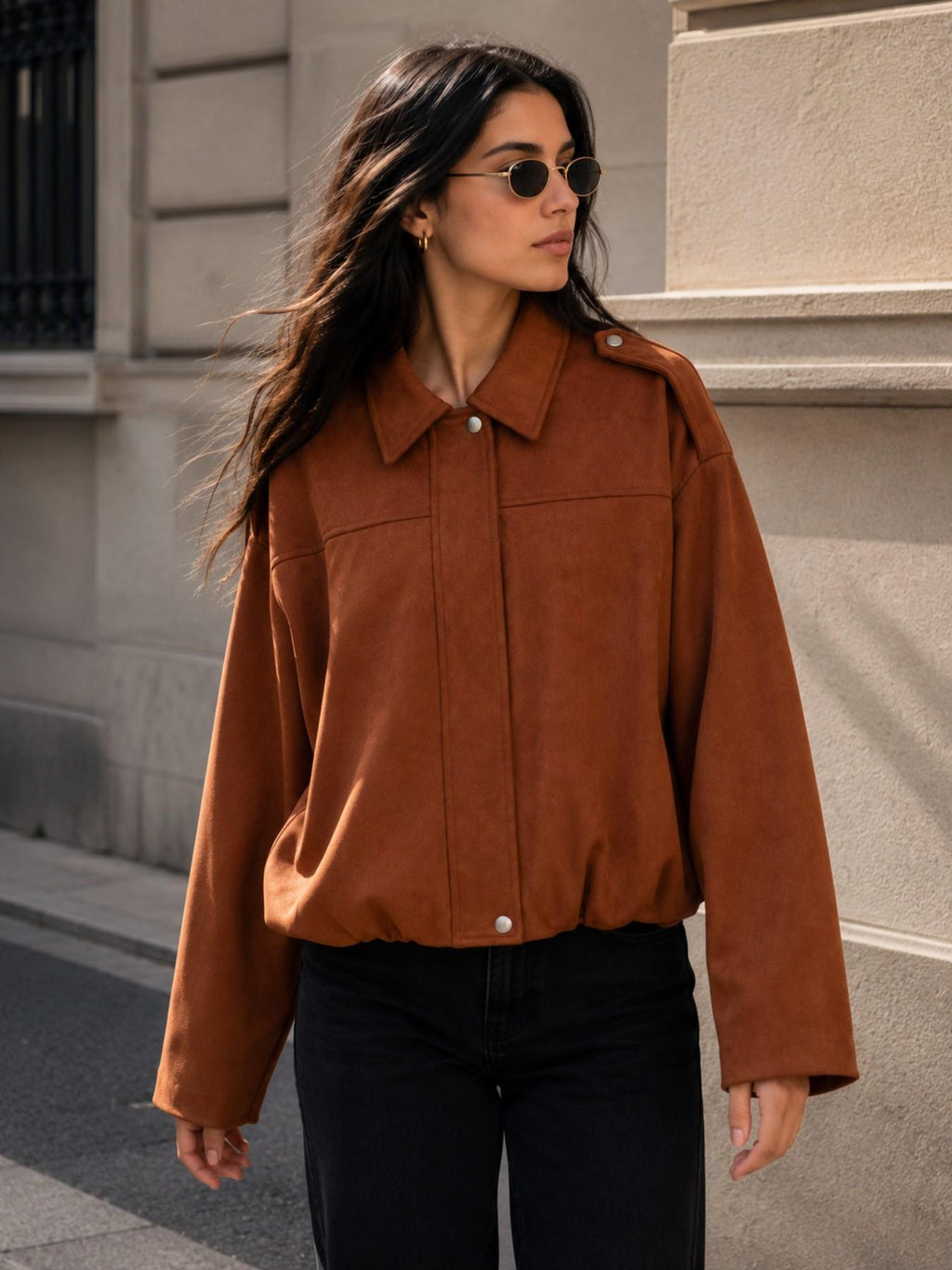 Giacca Pilota in Finta Pelle Scamosciata | Stile Casual