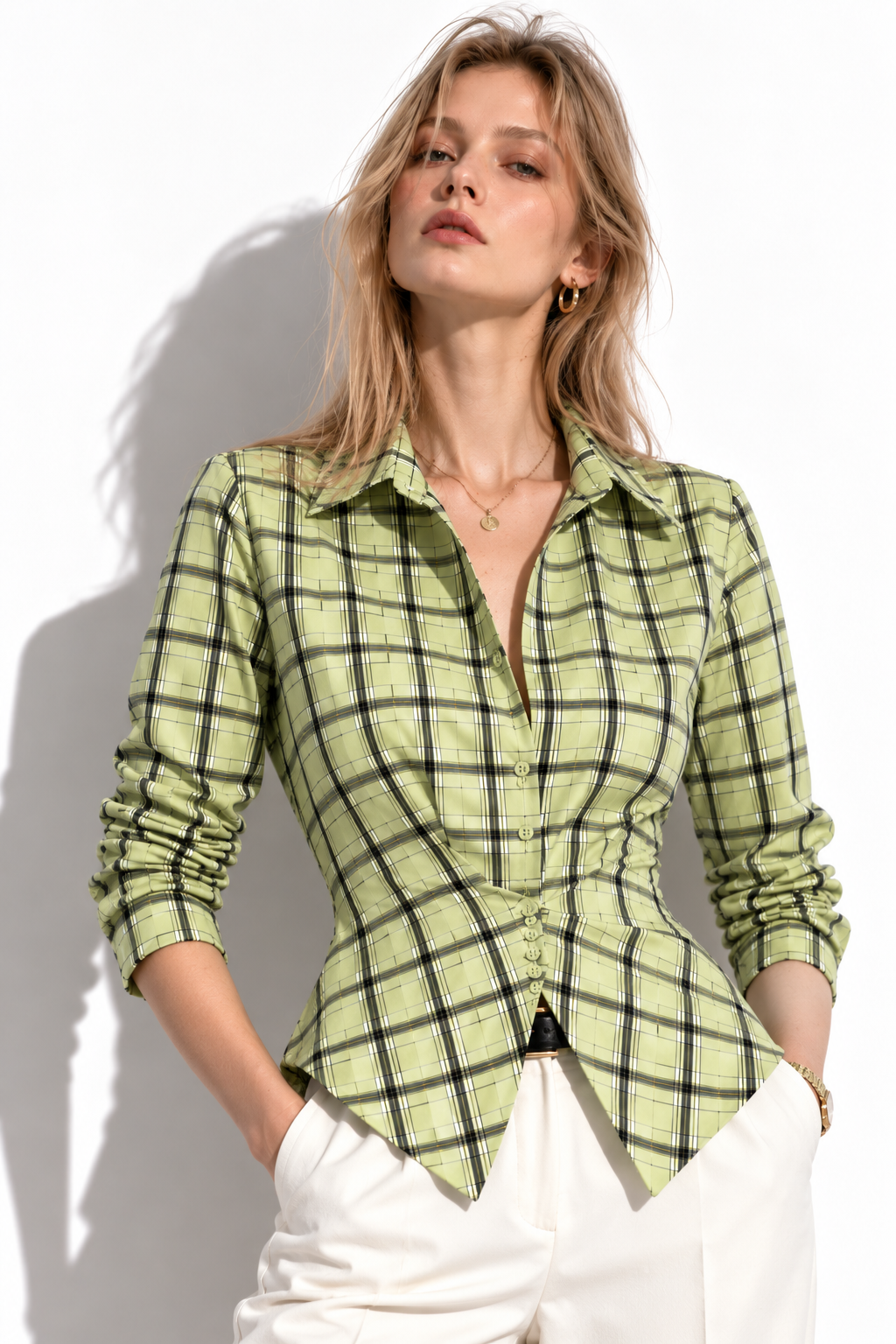 Camicia a Quadri con Arricciatura in Vita | Stile Casual
