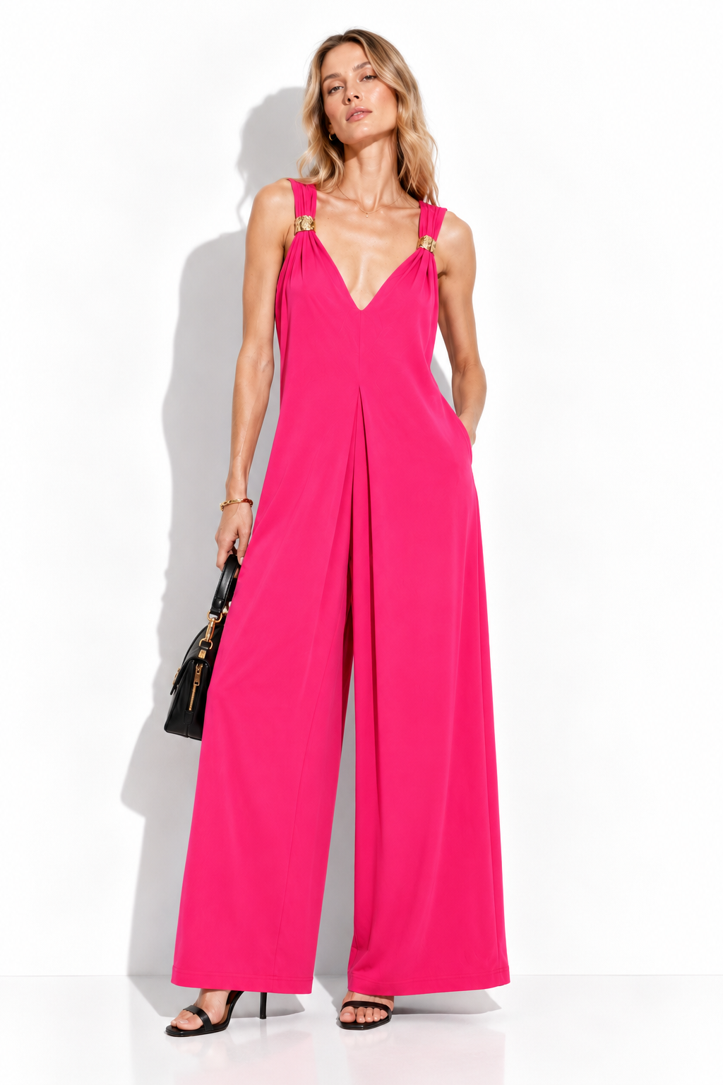 Wide-Leg Jumpsuit with Shoulder Buckle | Chic Summer Look