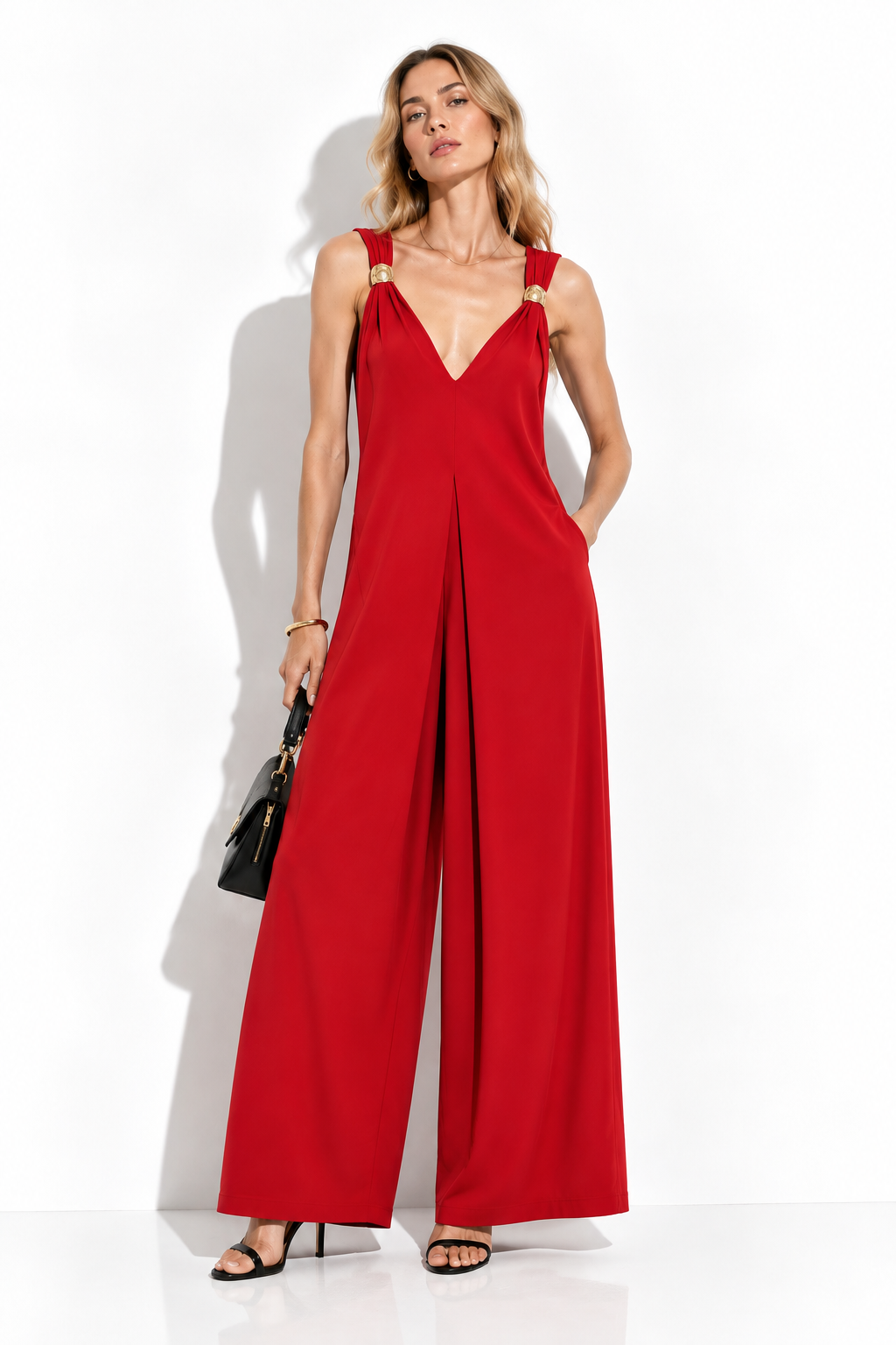Wide-Leg Jumpsuit with Shoulder Buckle | Chic Summer Look