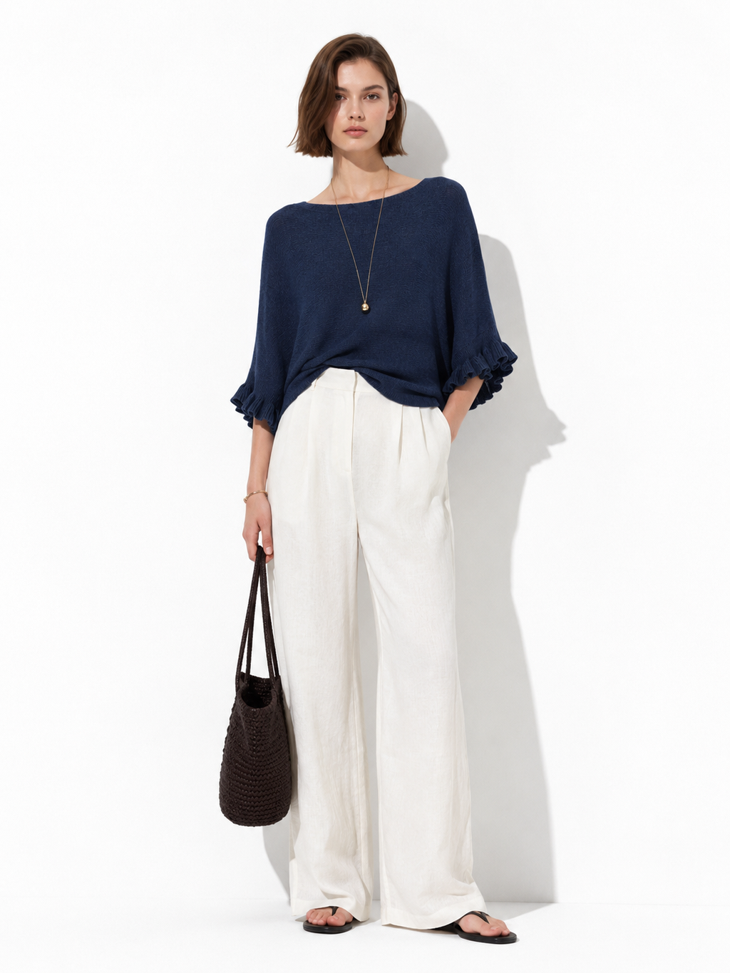 Maglia Loose a Maniche Svasate con Balze | Stile Casual