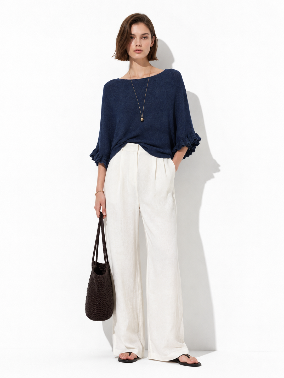 Maglia Loose a Maniche Svasate con Balze | Stile Casual
