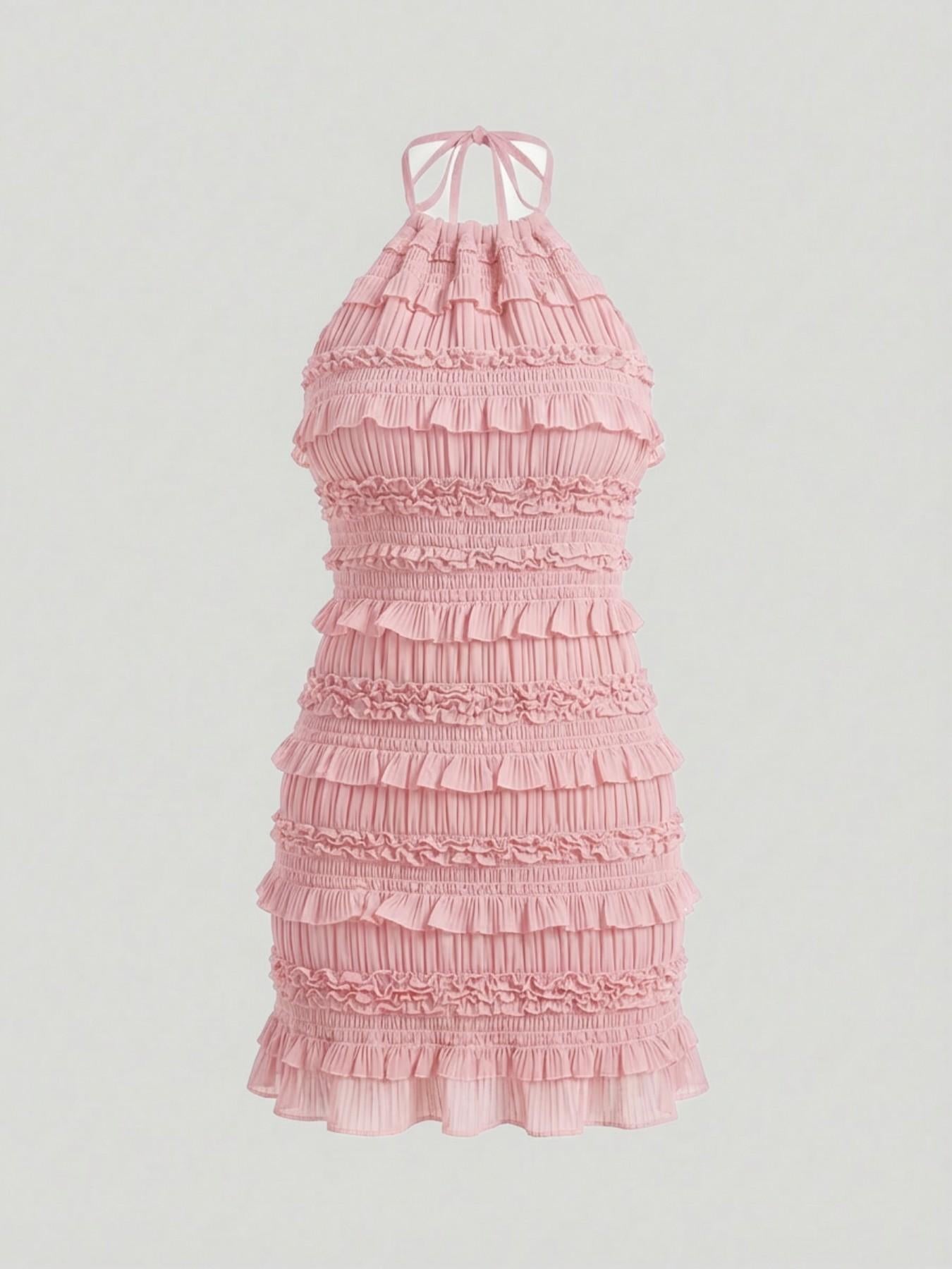 URBANREVERSE Mini Dress Halter Dress Women Backless Dress Ruffle Dress Bodycon Dress Sexy Dress Party Dress Clubwear Summer Dress Chic Elegant Outfit Fashion Trend Spring Summer Made in Italy