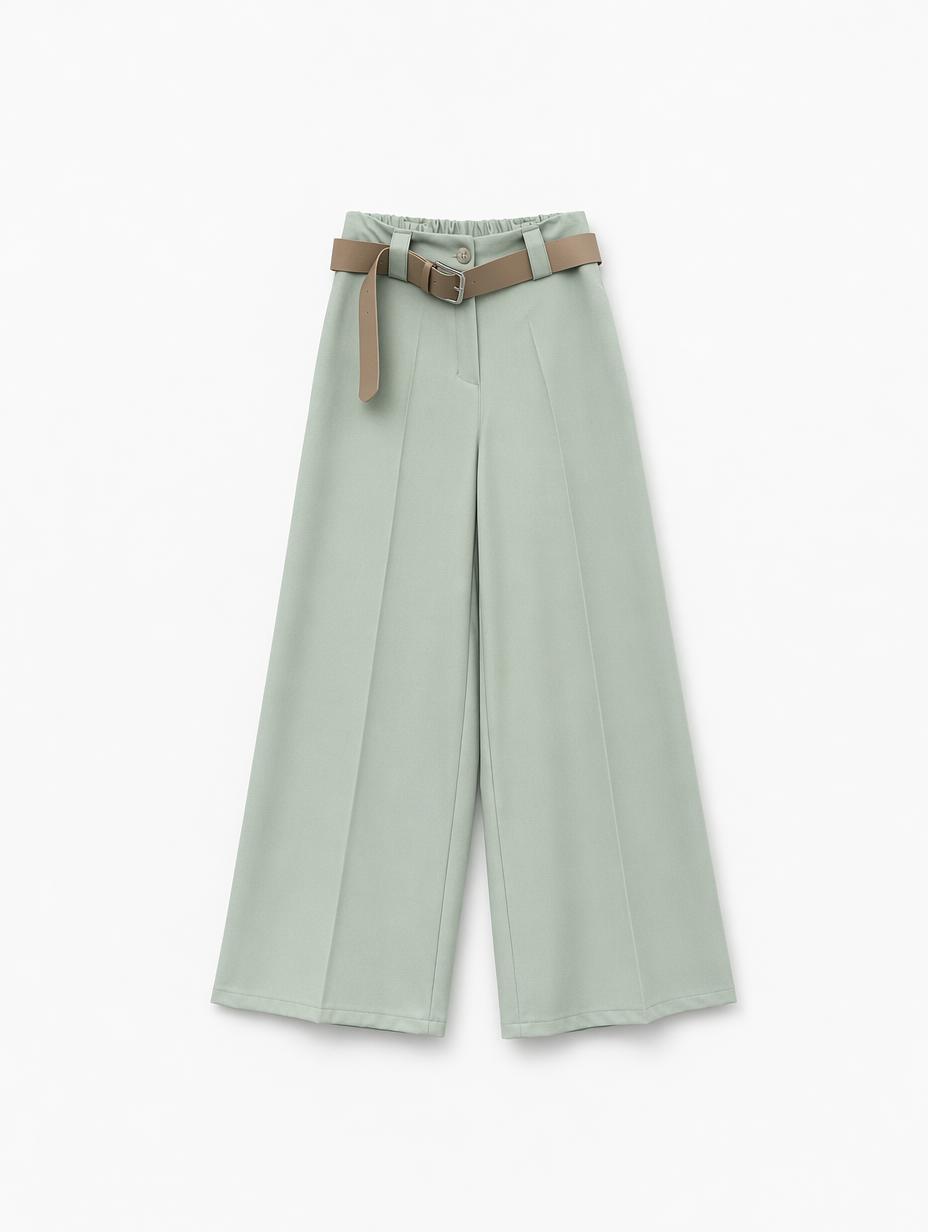 URBANREVERSE Women Straight Leg Pants High Waist Tailored Smoking Style Trousers Elegant Minimal Chic Belted Design Lightweight Fabric Office Wear Casual Smart Outfit Modern Fashion Trend Made in Italy