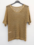 URBANREVERSE Women’s Metallic Crochet Knit Top Openwork Lurex Sweater Lightweight Beach Cover Up Relaxed Fit Summer Knitwear Casual Chic Shimmer Pullover Made in Italy