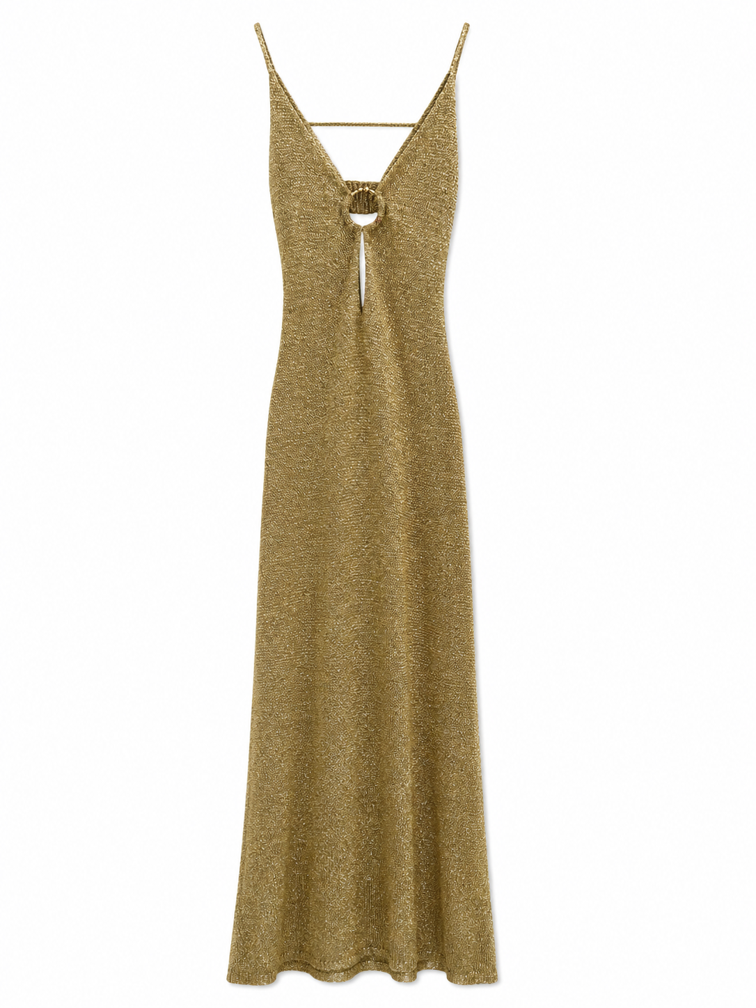 URBANREVERSE Women Metallic Knit Maxi Dress Deep V Neck Sleeveless Shimmer Dress Elegant Evening Gown Bodycon Summer Party Dress Glamorous Resort Wear Made in Italy