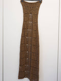URBANREVERSE Women’s Crochet Maxi Dress Open Knit Beach Cover Up Sleeveless Boho Dress Handmade Style Summer Resort Dress Cream Crochet Long Dress Made in Italy