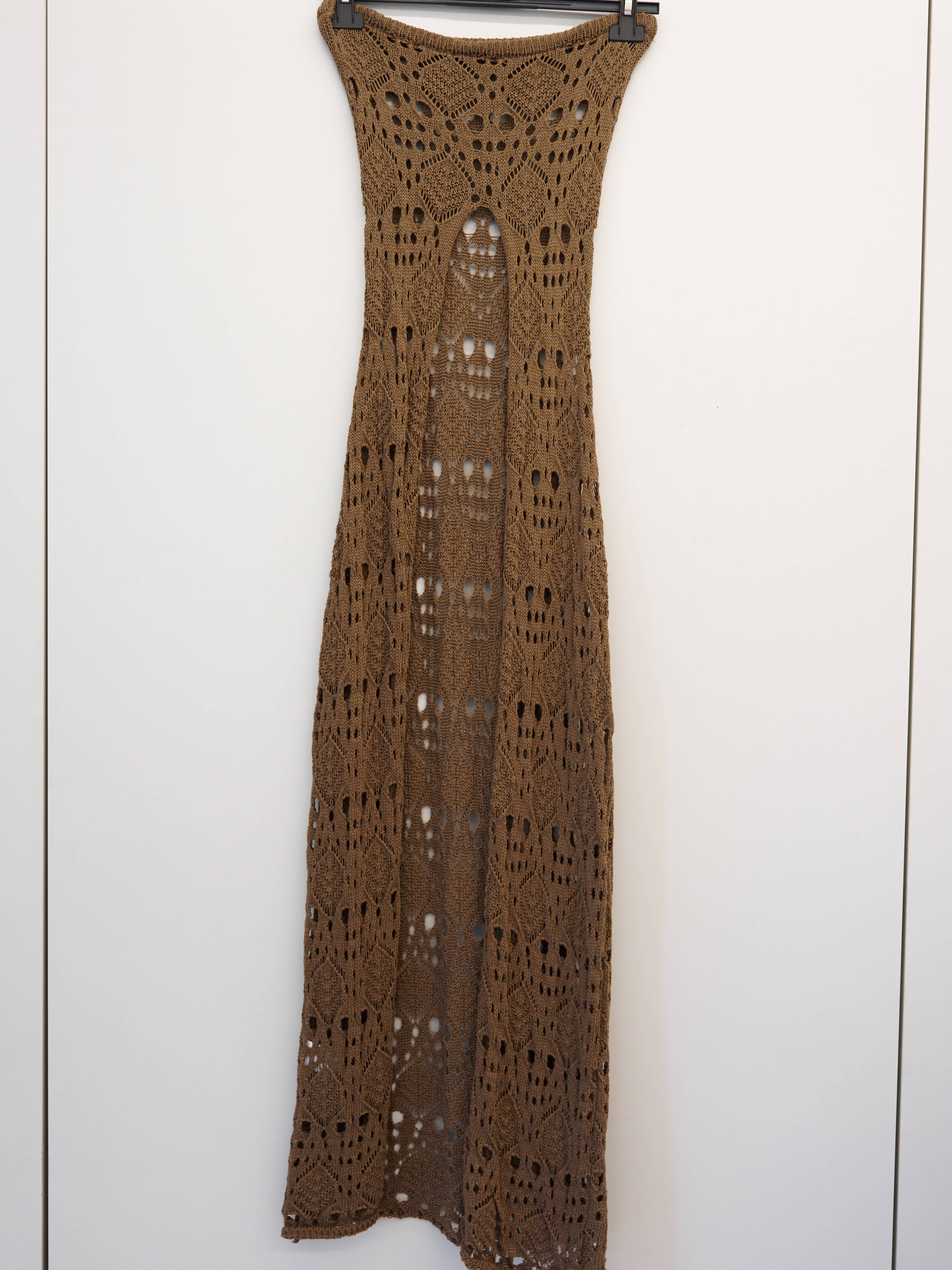 URBANREVERSE Women’s Crochet Maxi Dress Open Knit Beach Cover Up Sleeveless Boho Dress Handmade Style Summer Resort Dress Cream Crochet Long Dress Made in Italy
