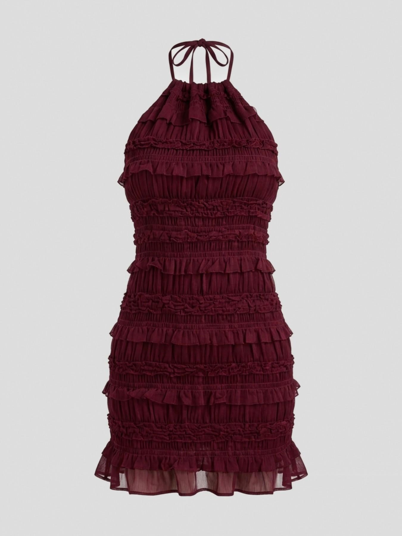 URBANREVERSE Mini Dress Halter Dress Women Backless Dress Ruffle Dress Bodycon Dress Sexy Dress Party Dress Clubwear Summer Dress Chic Elegant Outfit Fashion Trend Spring Summer Made in Italy