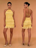 "URBANREVERSE Mini Dress Halter Dress Women Backless Dress Ruffle Dress Bodycon Dress Sexy Dress Party Dress Clubwear Summer Dress Chic Elegant Outfit Fashion Trend Spring Summer Made in Italy "