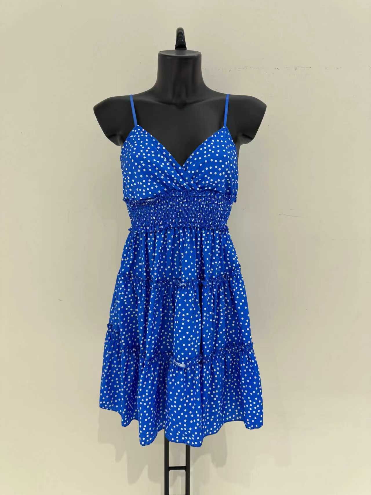 "URBANREVERSE Mini Dress Polka Dot Dress Women Summer Dress Ruffle Dress Short Dress V Neck Dress Spaghetti Strap Dress Chic Cute Outfit Beachwear Party Dress Fashion Trend Spring Summer Made in Italy "