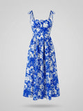 URBANREVERSE Midi Dress Floral Dress Women Summer Dress Strap Dress A Line Dress Flowy Dress Elegant Dress Casual Chic Outfit Beach Dress Holiday Style Fashion Trend Spring Summer Made in Italy