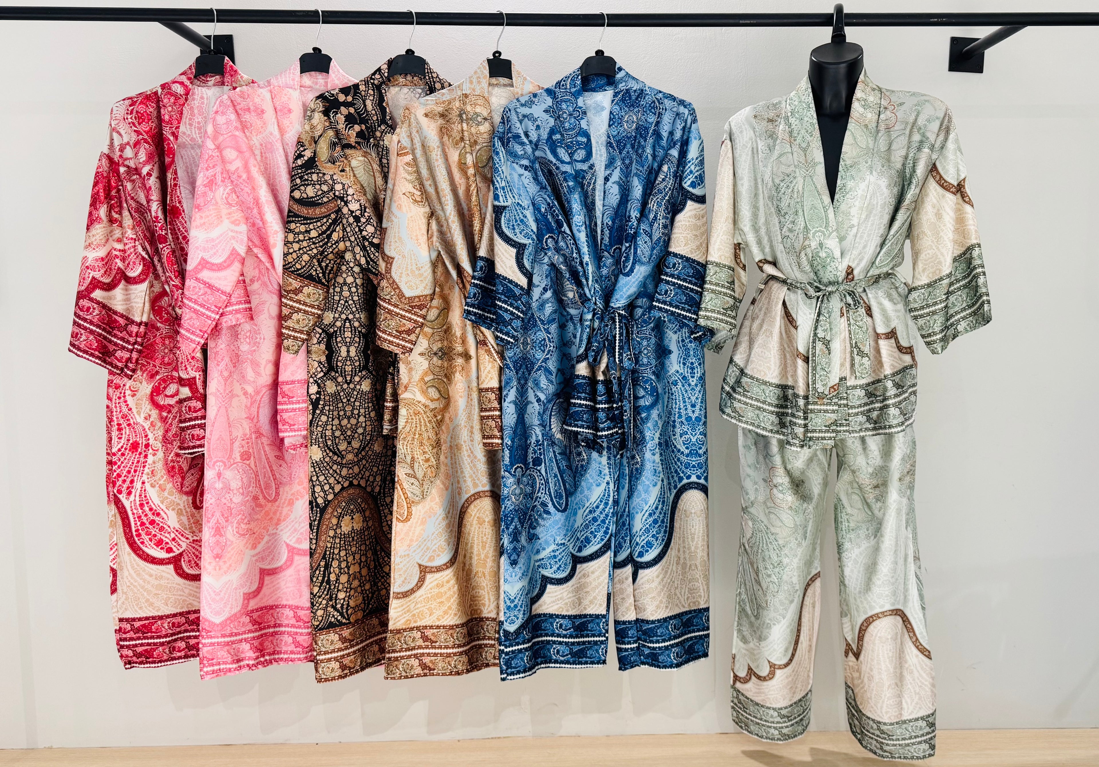URBANREVERSE Boho Kimono Set Kimono Jacket Wide Leg Pants Two Piece Coordinated Women Boho Resort Chic Matching Set Summer Look Holiday Outfit Elegant Casual Luxury Street Style Italian Style premium look relaxed fit Made in Italy