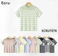 URBANREVERSE Women Knit Striped Top Short Sleeve Soft Viscose Blend Lightweight Breathable Slim Fit Casual Chic Minimal Style Everyday Wear Elegant Basic Fashion Trend Fitted Silhouette Made in Italy