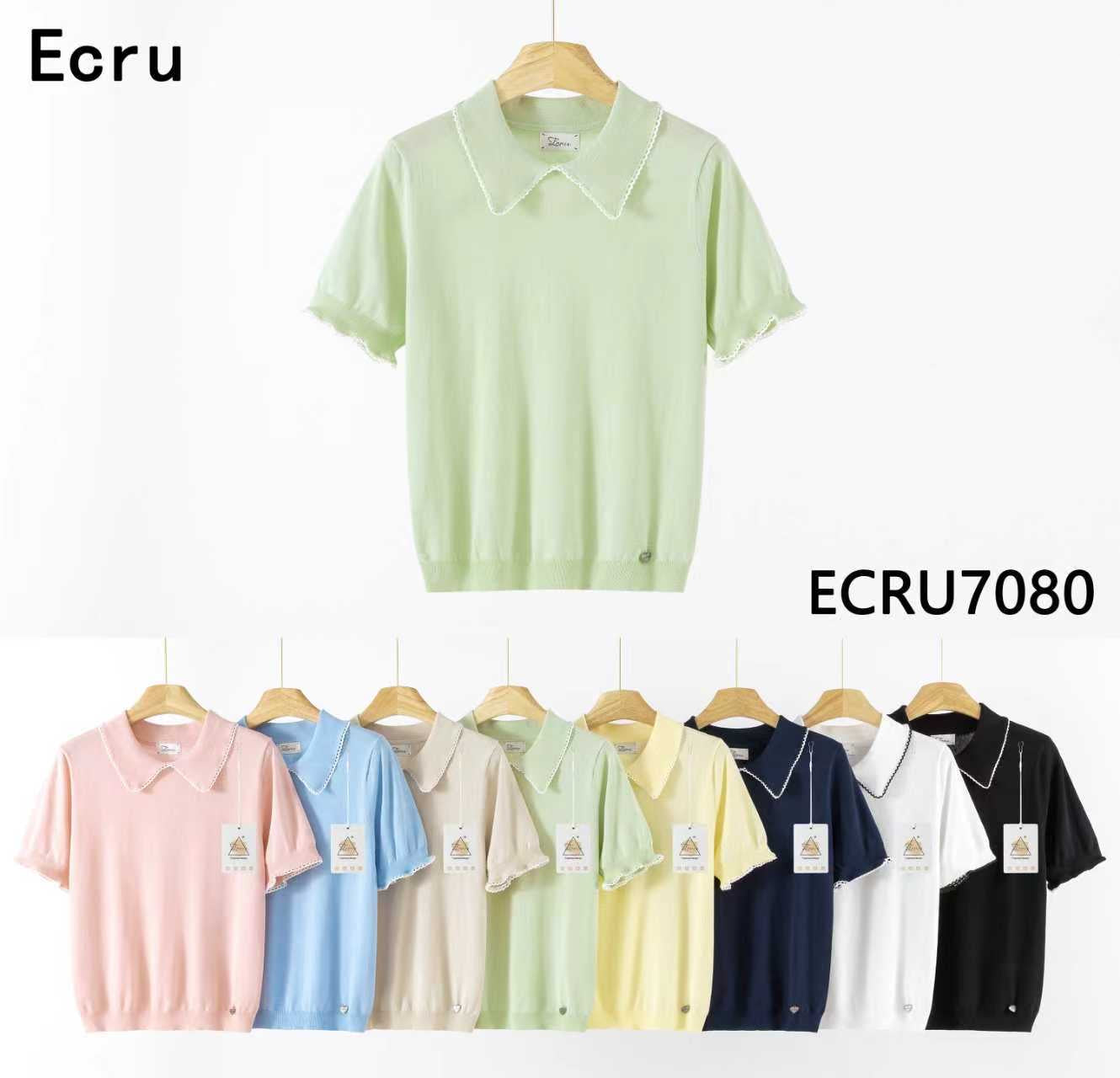URBANREVERSE Women Knit Top Short Sleeve Peter Pan Collar Soft Viscose Blend Lightweight Breathable Slim Fit Feminine Elegant Chic Minimal Style Casual Outfit Everyday Wear Refined Silhouette Made in Italy