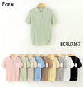 URBANREVERSE Women Knit Polo Shirt Short Sleeve Textured Viscose Blend Soft Touch Breathable Slim Fit Elegant Casual Chic Preppy Style Minimal Everyday Wear Refined Silhouette Lightweight Made in Italy