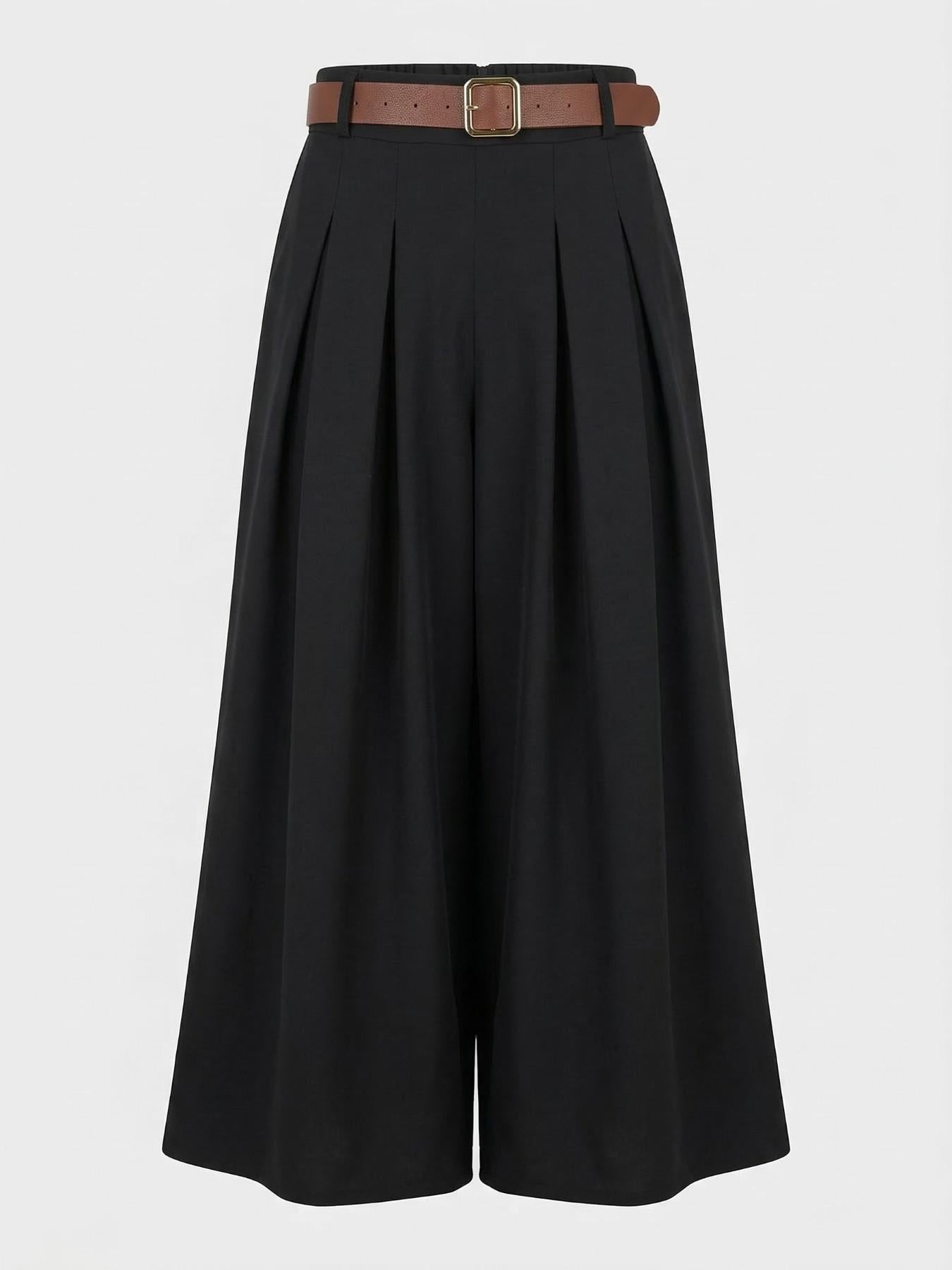 URBANREVERSE Pleated Palazzo Pants with Belt High Waist Wide Leg Flowy Elegant Trousers Chic Fashion Tchic Viral TikTok Outfit Old Money Style Quiet Luxury Minimal Chic Pinterest Outfit Clean Girl Aesthetic Trendy Women Fashion 2026 Made in Italy