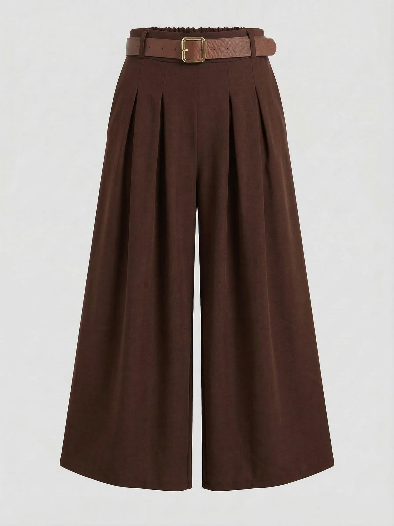 URBANREVERSE Pleated Palazzo Pants with Belt High Waist Wide Leg Flowy Elegant Trousers Chic Fashion Tchic Viral TikTok Outfit Old Money Style Quiet Luxury Minimal Chic Pinterest Outfit Clean Girl Aesthetic Trendy Women Fashion 2026 Made in Italy