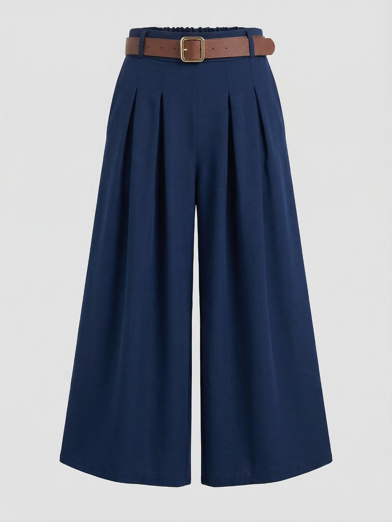 URBANREVERSE Pleated Palazzo Pants with Belt High Waist Wide Leg Flowy Elegant Trousers Chic Fashion Tchic Viral TikTok Outfit Old Money Style Quiet Luxury Minimal Chic Pinterest Outfit Clean Girl Aesthetic Trendy Women Fashion 2026 Made in Italy