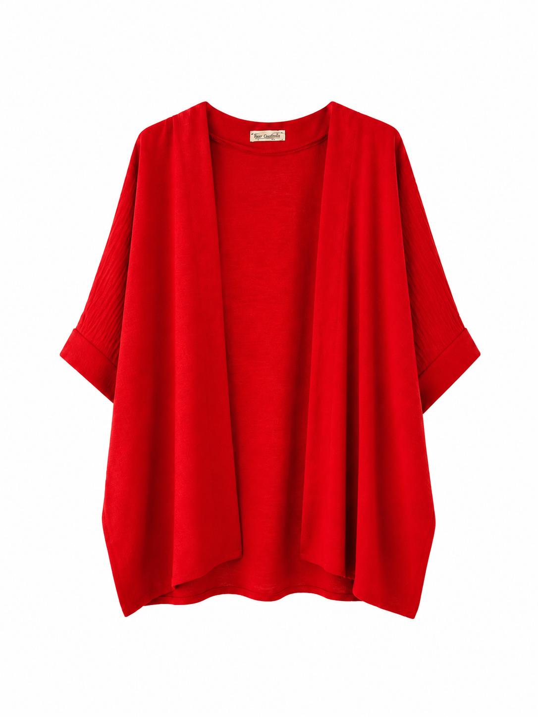 URBANREVERSE Women Open Front Kimono Cardigan Burgundy Lightweight Cover Up Relaxed Fit Draped Jacket Casual Elegant Layering Top Oversized Summer Cardigan Travel Holiday Office Wear Loose Fit  Made in Italy