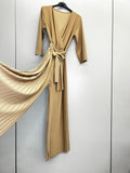 URBANREVERSE Women’s Pleated Wide Leg Jumpsuit Deep V Neck Long Sleeve Elegant Jumpsuit Minimal Luxury Flowing Palazzo Pants Belted Waist Evening Chic Formal Occasion Sophisticated Stretch Comfort Party Outfit Spring Fashion Made in Italy