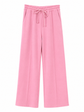 URBANREVERSE Women's Wide Leg Casual Pants, Elastic Drawstring High Waist Comfortable Sports Pants, Loose Straight Fit Home Wear, Made in Italy