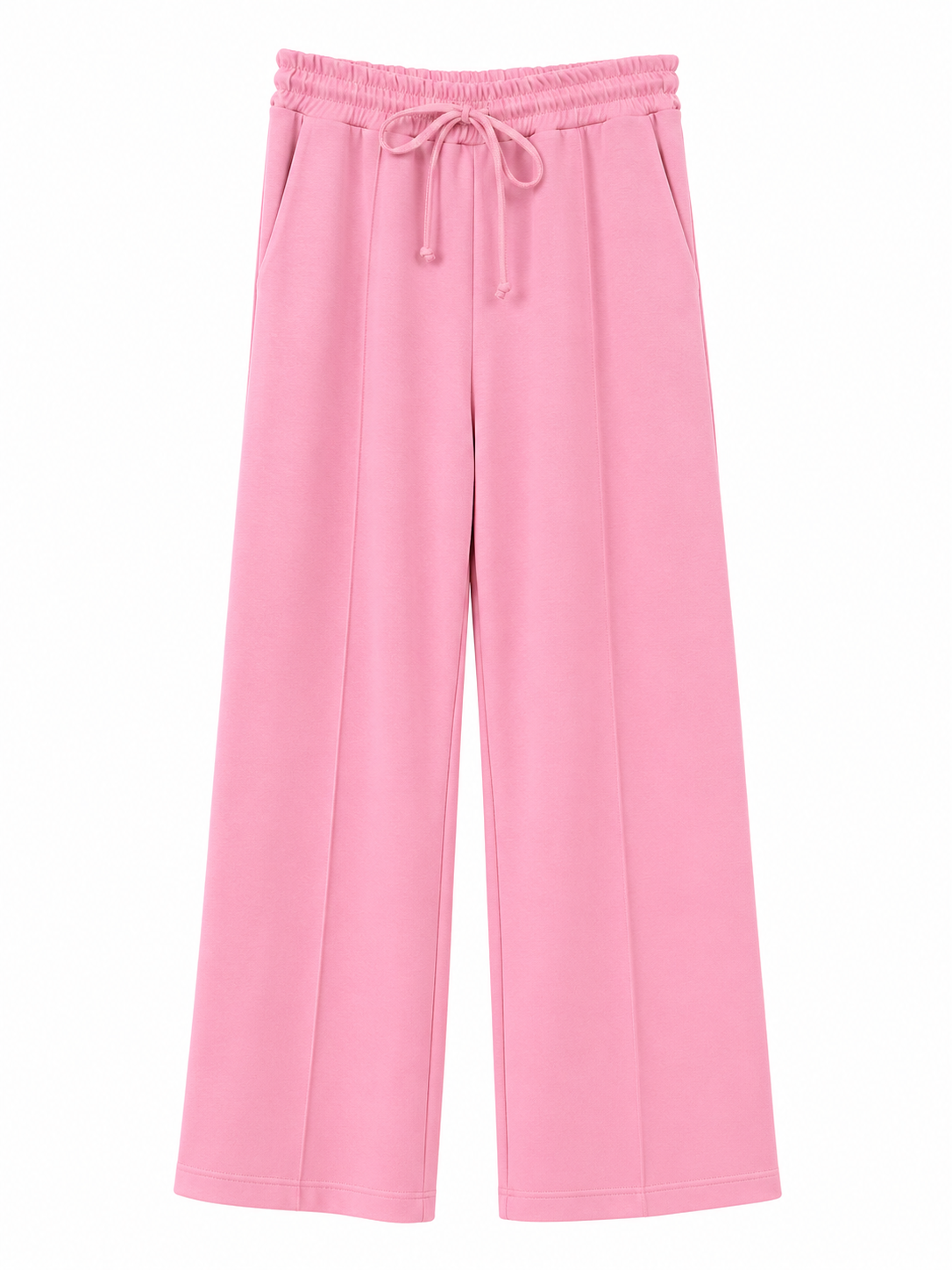 URBANREVERSE Women's Wide Leg Casual Pants, Elastic Drawstring High Waist Comfortable Sports Pants, Loose Straight Fit Home Wear, Made in Italy