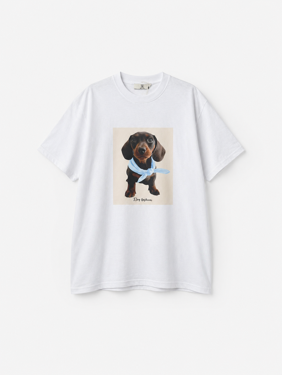 URBAN REVERSE Tshirt Regular Fit Cotton Graphic dachshund Dog Print Soft Stretchy Comfortable Casual Minimal Style Daily Wear Basic Tee Clean Look Breathable Fabric Easy Outfit Versatile Streetwear Made in Italy