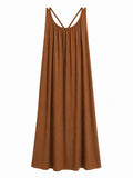 URBANREVERSE Women Maxi Swing Dress Sleeveless Loose Fit A Line Dress Strappy Back Detail Flowy Summer Dress Casual Holiday Beach Outfit Lightweight Comfortable  Breathable Summer Made in Italy