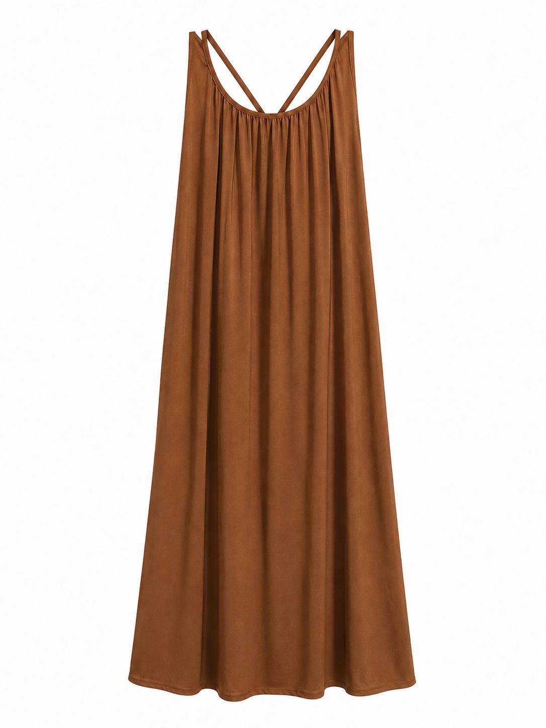 URBANREVERSE Women Maxi Swing Dress Sleeveless Loose Fit A Line Dress Strappy Back Detail Flowy Summer Dress Casual Holiday Beach Outfit Lightweight Comfortable  Breathable Summer Made in Italy