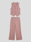 Vest Waistcoat Pants Set Women Coordinated Two Piece Set Sleeveless Blazer High Waist Wide Leg Pants Tailored Suit Elegant Office Outfit Chic Minimal Smart Casual Fashion Made in Italy
