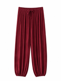 URBANREVERSE Women's White Wide Leg Harem Trousers Elastic Waist Drawstring Casual Lounge Pants Lightweight Relaxed Fit Summer Trousers