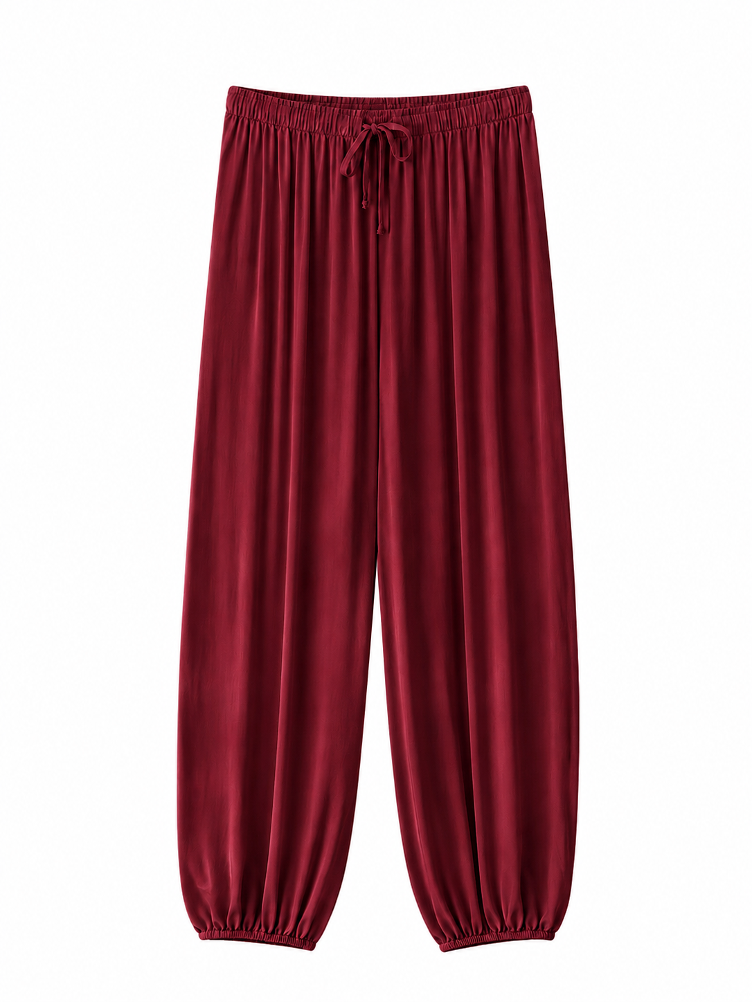 URBANREVERSE Women's White Wide Leg Harem Trousers Elastic Waist Drawstring Casual Lounge Pants Lightweight Relaxed Fit Summer Trousers