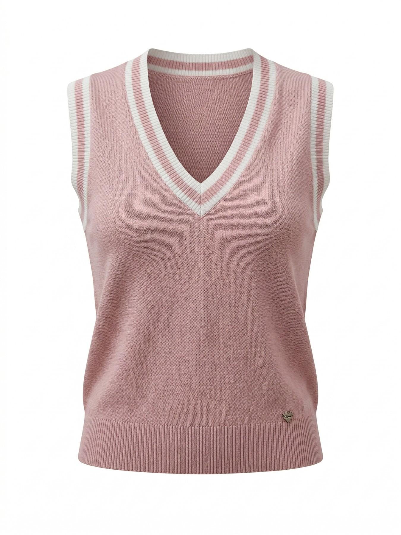 URBANREVERSE Women Knit Vest V Neck Sleeveless Top Soft Viscose Blend Lightweight Layering Preppy Chic Minimal Style Casual Outfit Elegant Basic Fashion Trend Everyday Wear Made in Italy