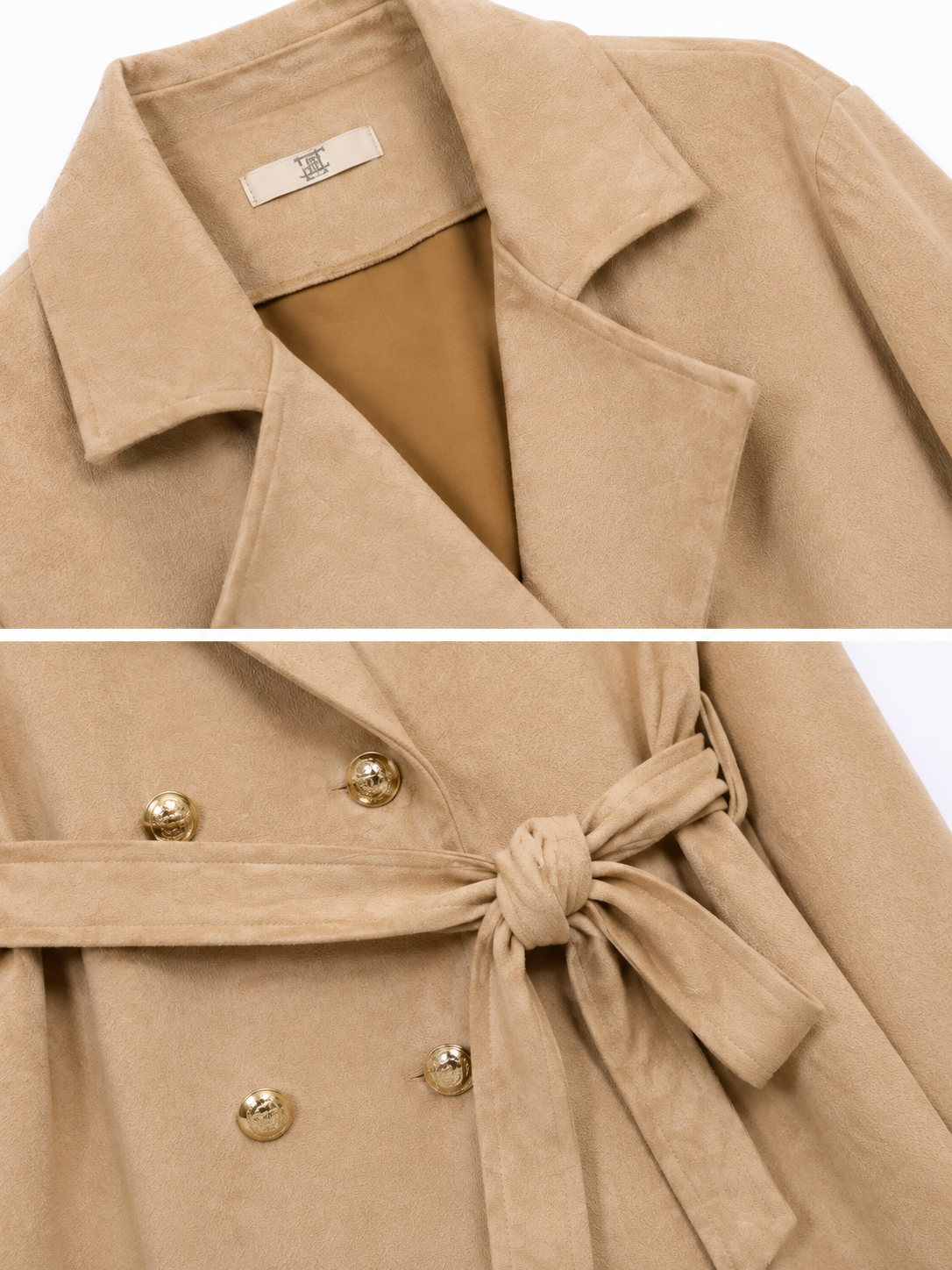 Trench in Finta Pelle Scamosciata con Cintura | Eleganza Moderna