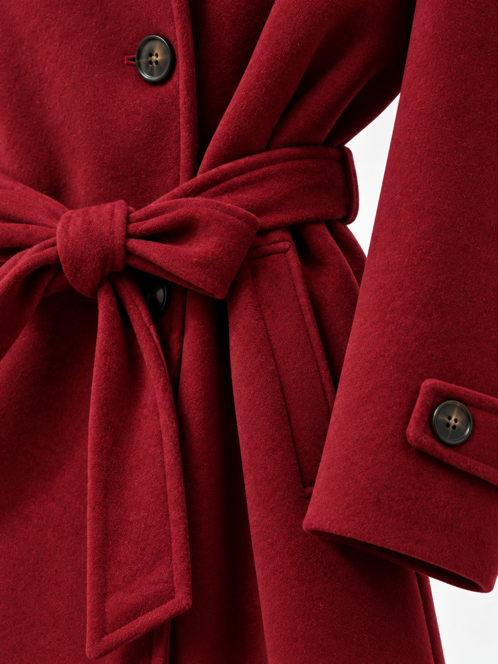 Cappotto Midi con Collo Alto e Cintura | Stile Elegante