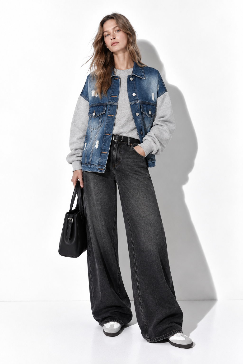 Giacca in Denim con Maniche Felpa | Stile Casual