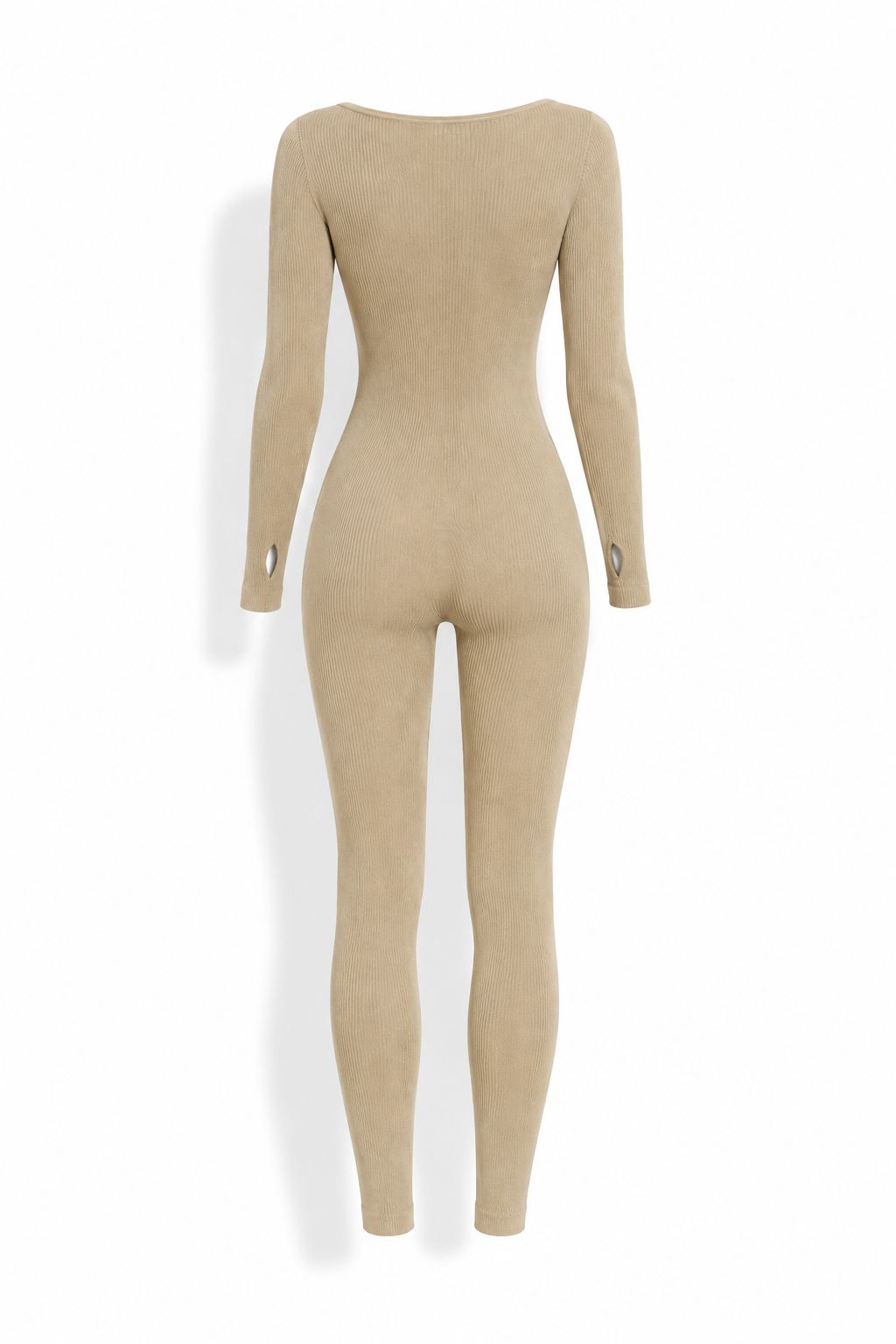 Tuta a Costine Maniche Lunghe con Scollo Quadrato | Basic Slim