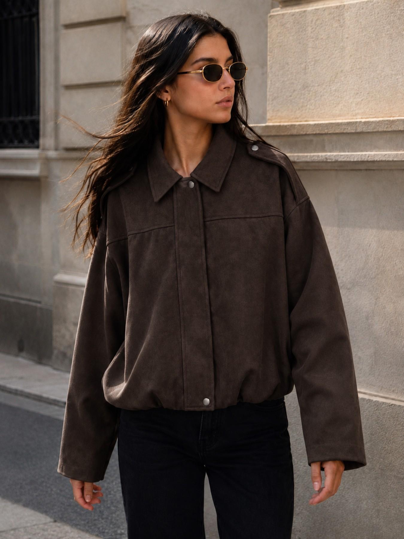 Giacca Pilota in Finta Pelle Scamosciata | Stile Casual