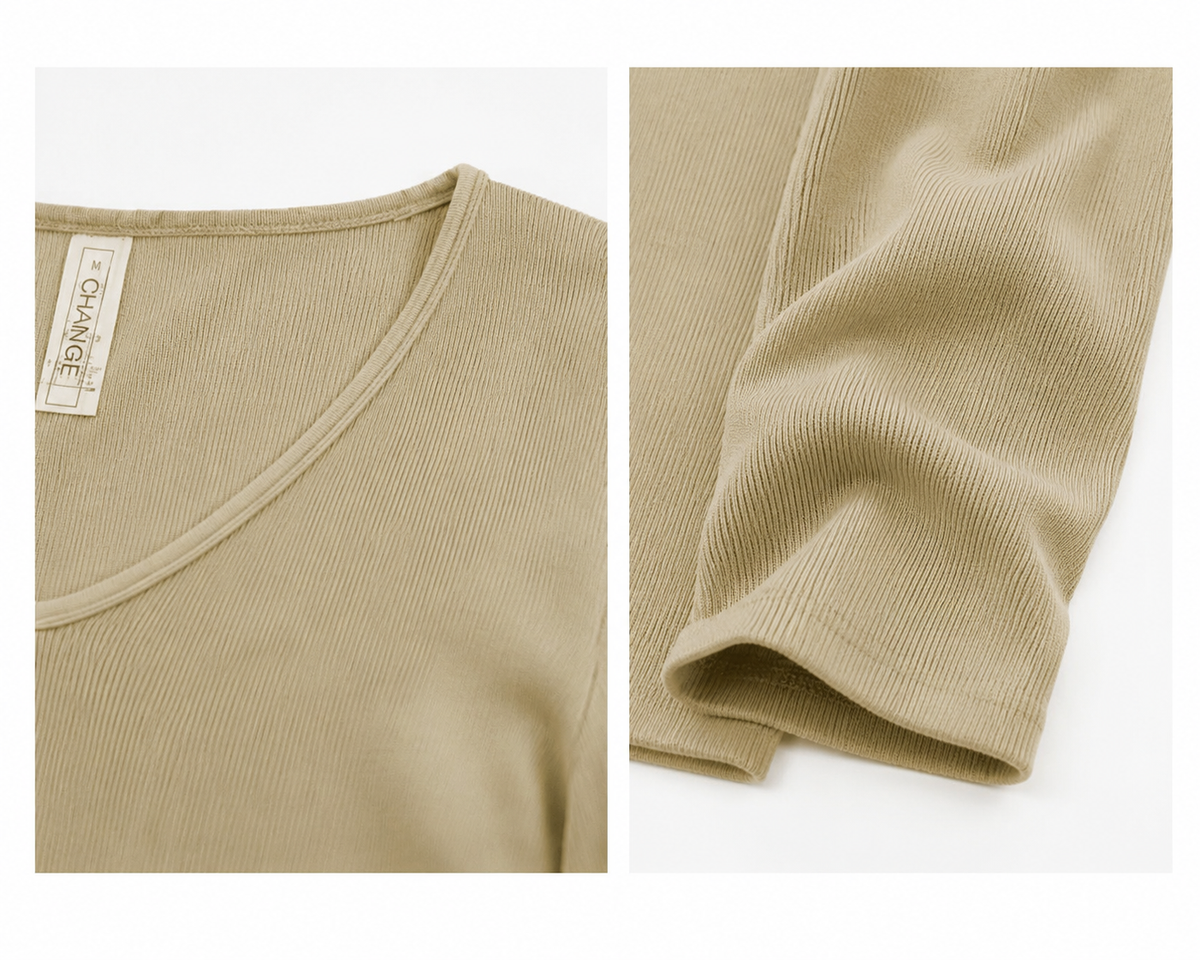 Tuta a Costine Maniche Lunghe con Girocollo | Basic Slim