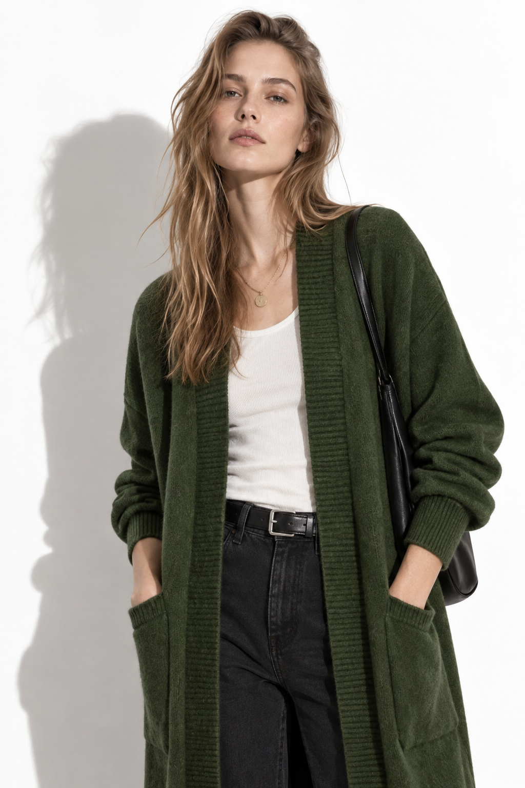 Cardigan Lungo a Maglia con Tasche | Stile Casual