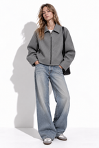 Giacca con Zip e Collo a Risvolto | Stile Casual