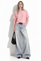 Maglia con Maniche in Pizzo e Girocollo
