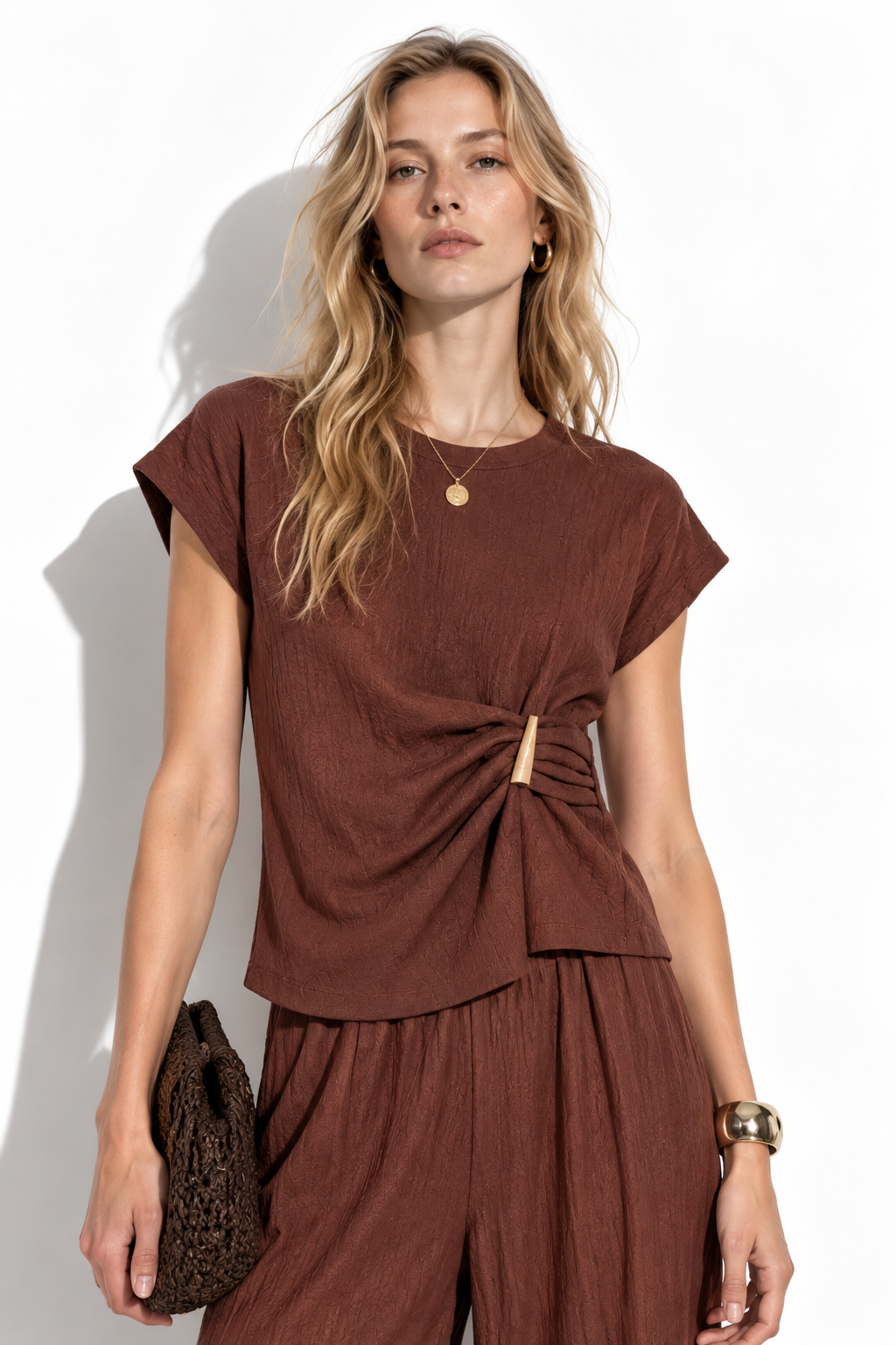 Completo Tessuto con Top e Pantaloni Largo | Look Casual Chic