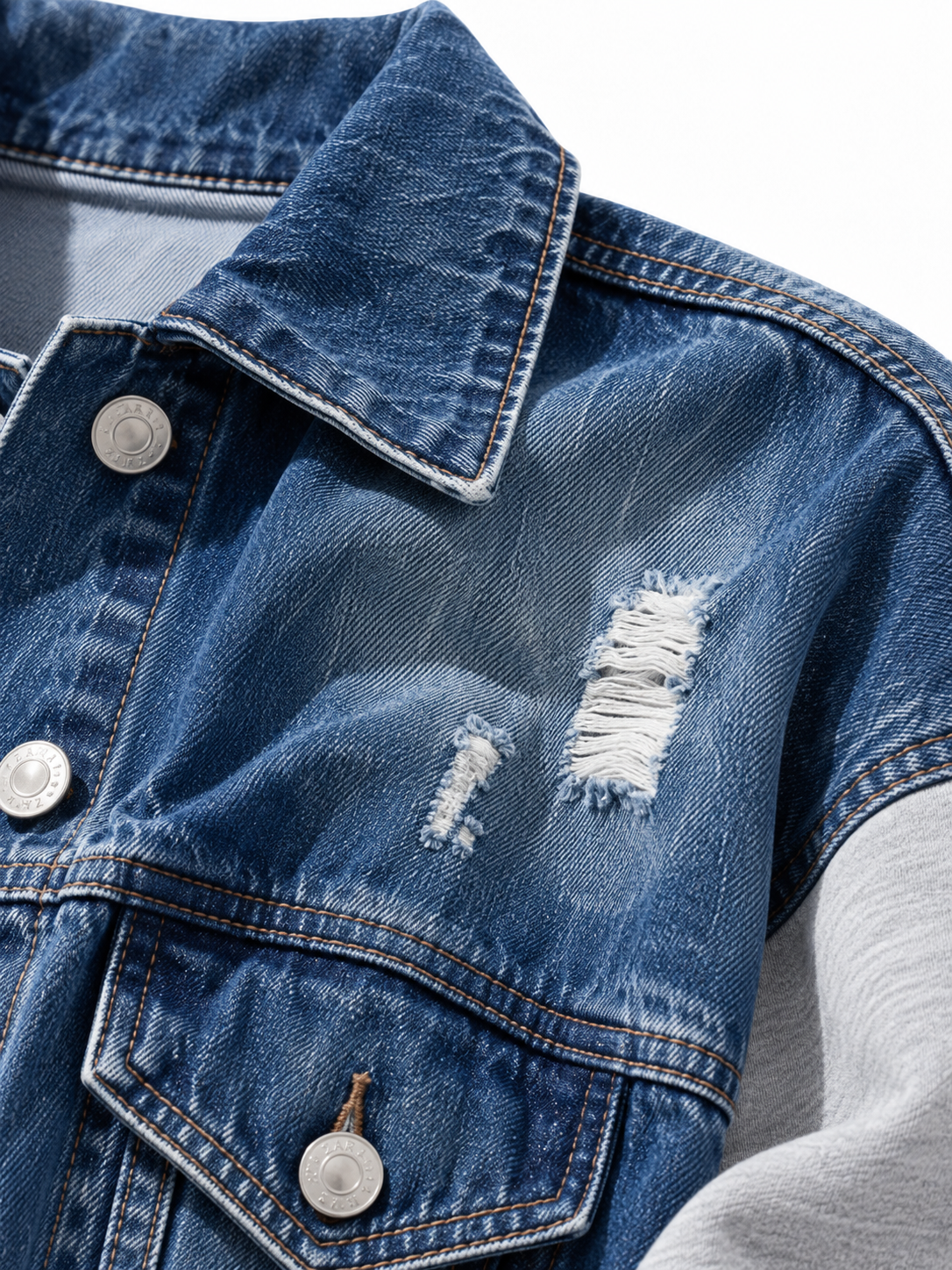 Giacca in Denim con Maniche Felpa | Stile Casual