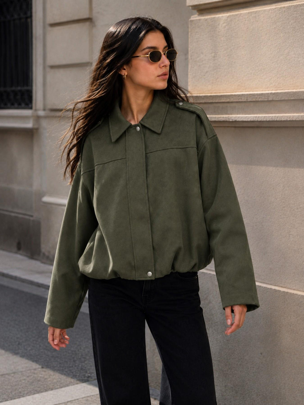 Giacca Pilota in Finta Pelle Scamosciata | Stile Casual