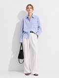 Camicia Loose a Righe Verticali con Tasca | Stile Casual