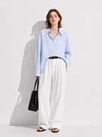 Camicia Loose a Righe Verticali con Tasca | Stile Casual