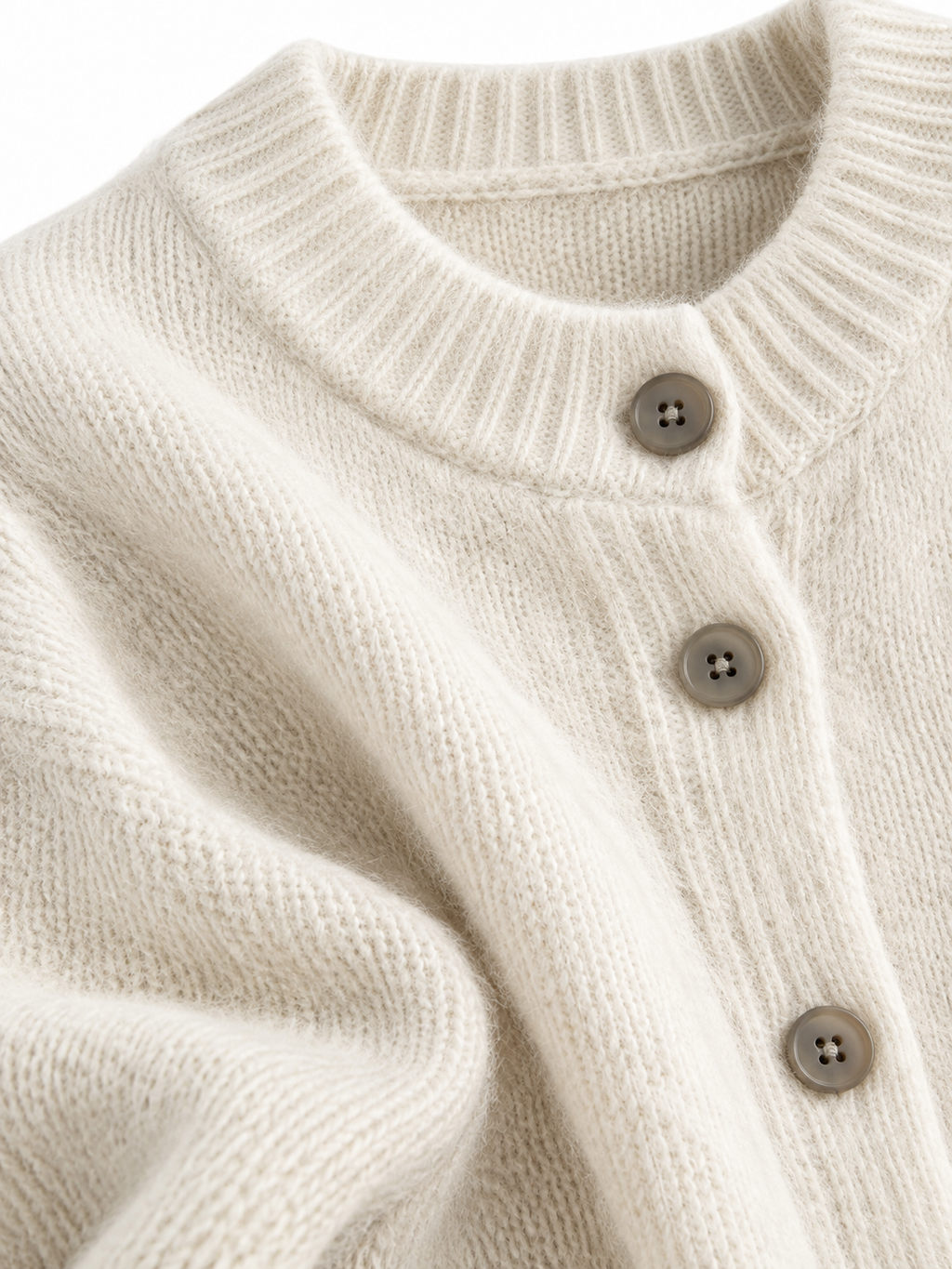 Cardigan a Maglia con Girocollo e Bottoni | Stile Casual