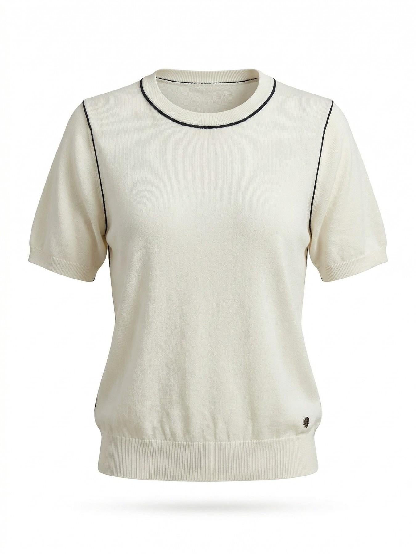 URBANREVERSE Women Knit T Shirt Short Sleeve Soft Viscose Blend Lightweight Breathable Slim Fit Minimal Elegant Basic Top Everyday Wear Casual Chic Layering Essential Refined Style Made in Italy